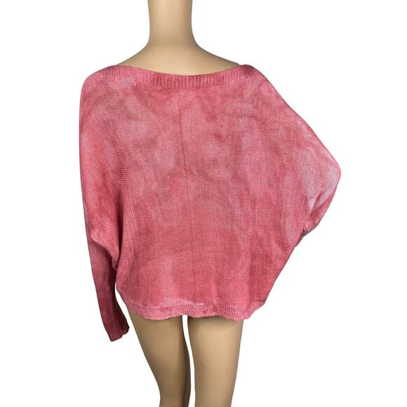 Wednesday Lulu Italy Pink Red Tie Dye Abstract Hand Painted Artsy Sweater - Picture 6 of 8